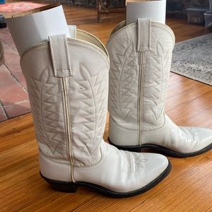 White Leather Cowboy Boots